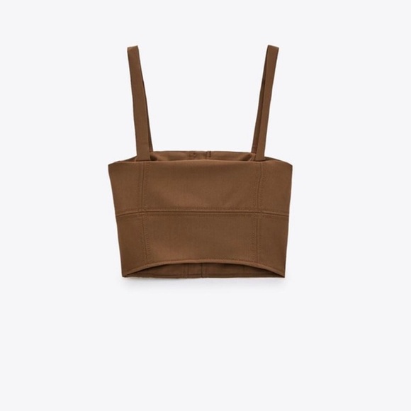 Zara | Brown Tank Top NWT Medium‎ Neutral Woman's Crop Top - Picture 9 of 9